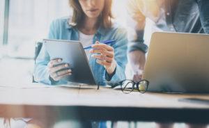 Woman making virtual payment