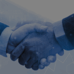 Two business professionals shaking hands, symbolizing global partnership and collaboration in digital payment solutions